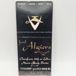 Vintage Matchbook Hotel Algiers Miami Beach Florida